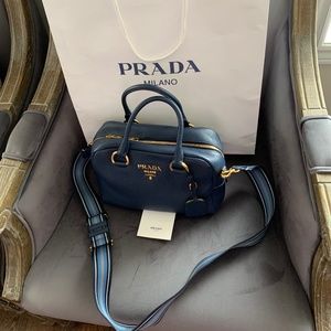 Prada Borda a Mano ; leather purse with strap